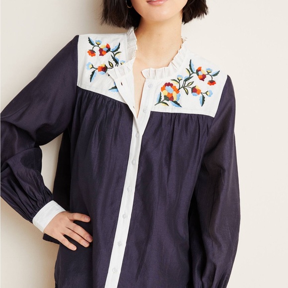 Anthropologie Samant Chauhan Brooke Embroidered Blouse - Picture 3 of 15